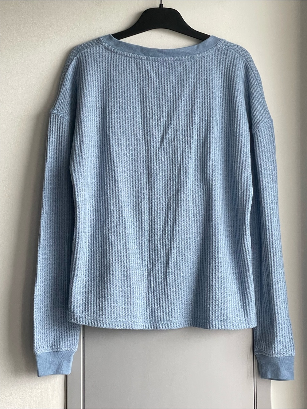 KNIX Light Blue Waffle Knit Henley Top - Picture 2 of 6